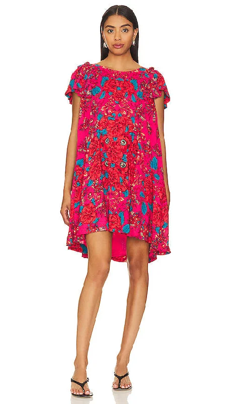 Free People Yara Mini Dress in Red Stylish Ruffle Mini Dress