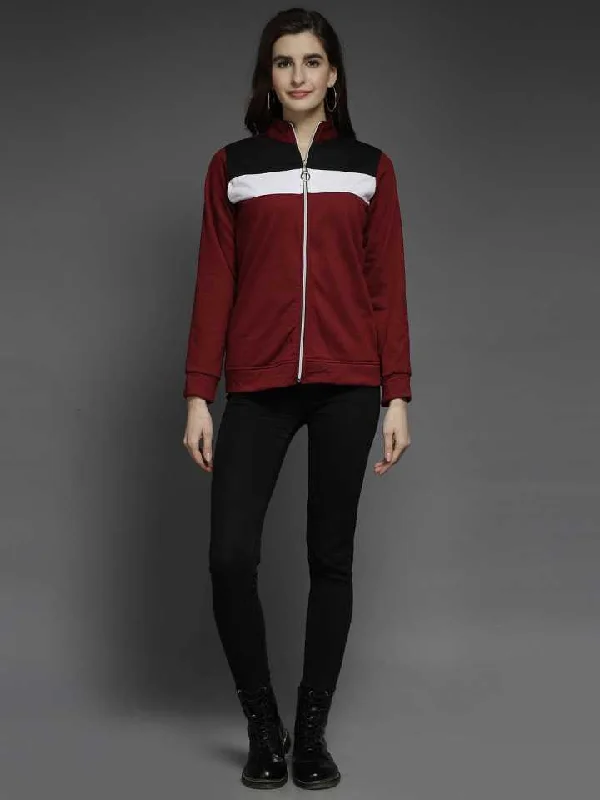 Full Sleeve Color Block Women Jacket Cotton Fabric Linen Fabric Terry Fabric