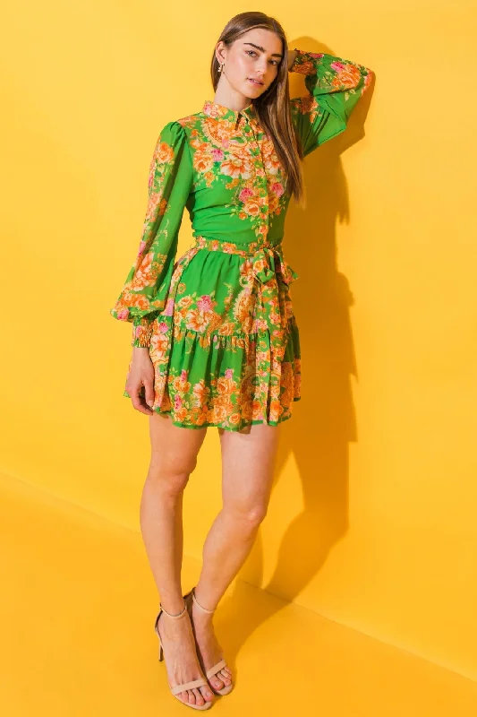 FURTHERST THING WOVEN MINI DRESS Casual V-Neck Mini Dress