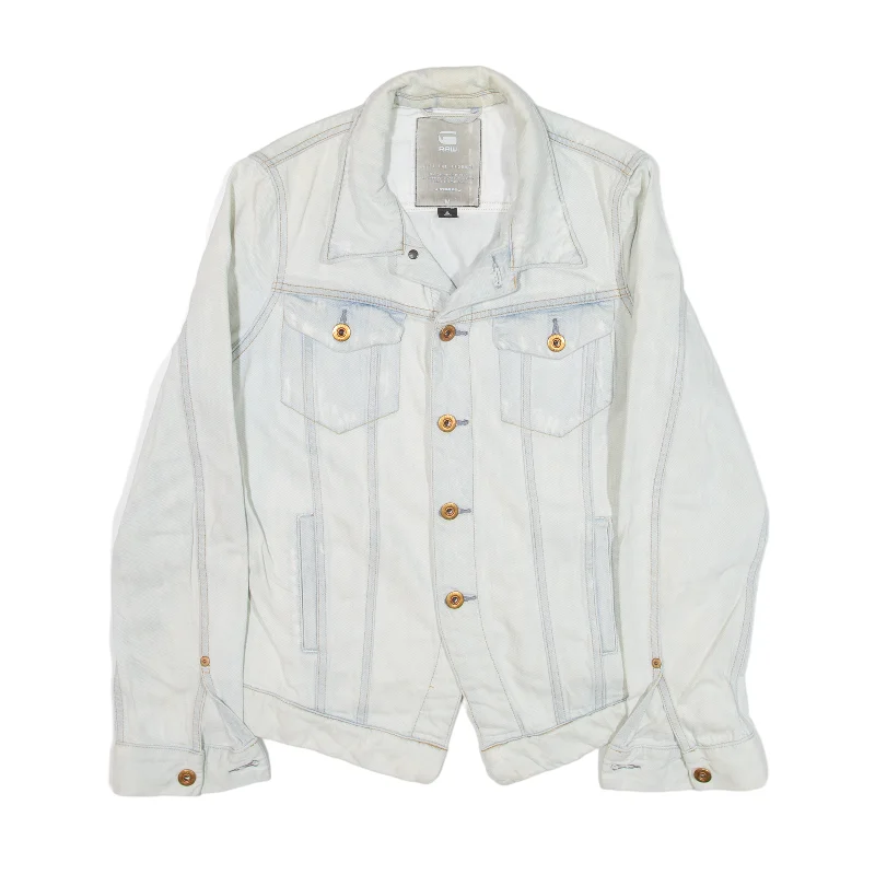 G-STAR Denim Jacket Blue Womens M Zippered Front Buttoned Front Snap Front