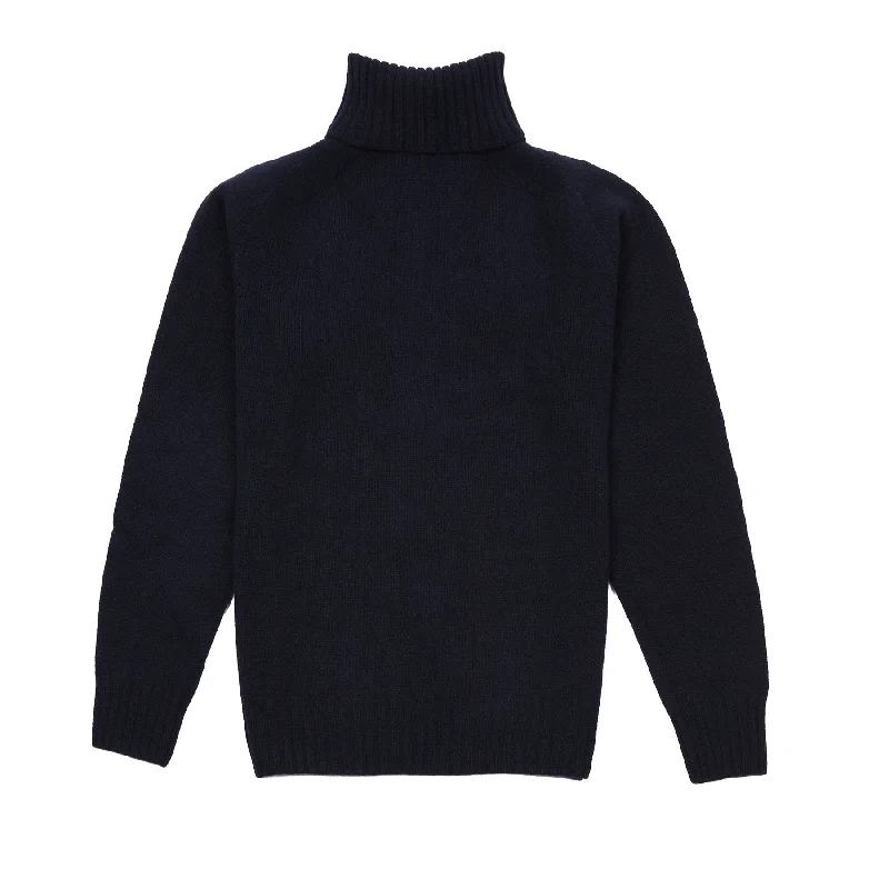 Harley Women's Roll Neck Lambswool Jumper in Nero Navy