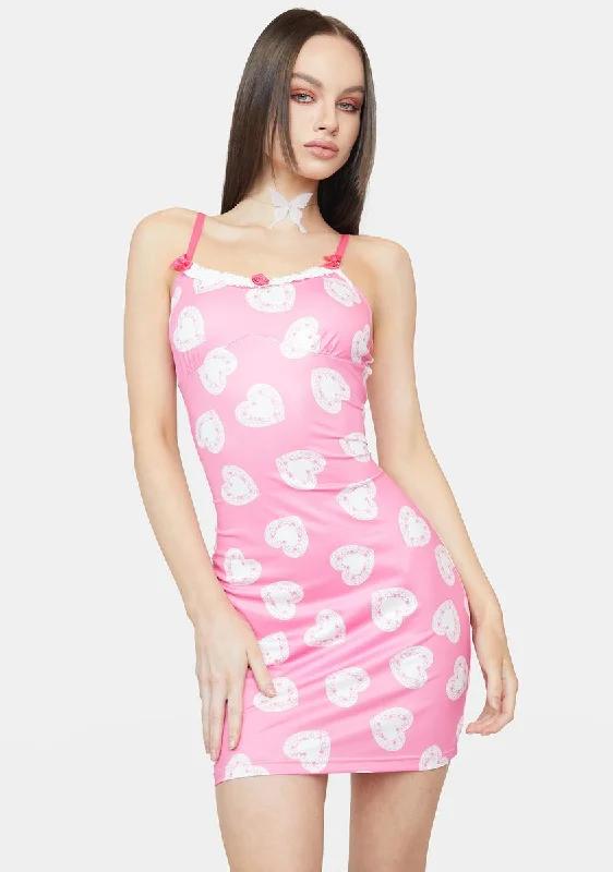 Hit My Hotline Heart Mini Dress Comfortable Bodycon Mini Dress