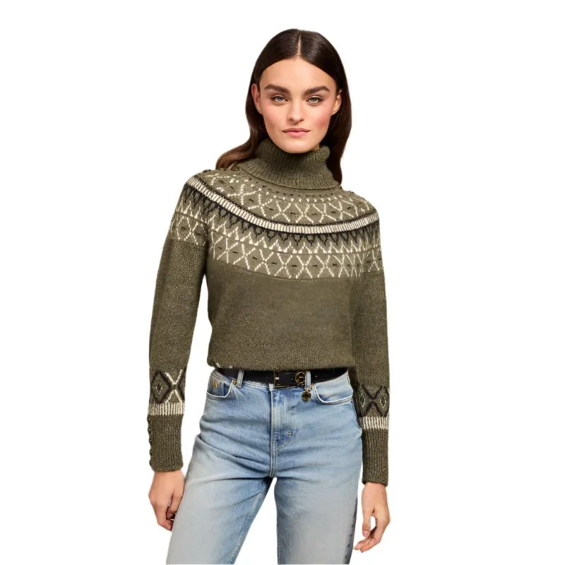 Holland Cooper Fairisle Knit Ladies Alpaca Mix Jumper - Khaki