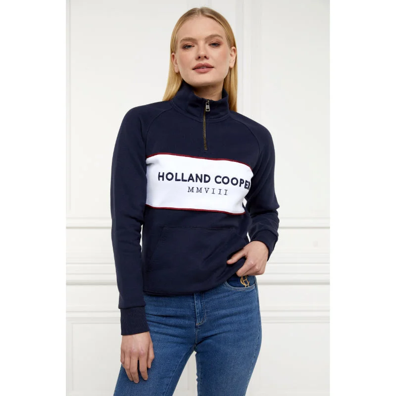 Holland Cooper Sporting Heritage Zip Henley Ladies Jumper - Ink Navy