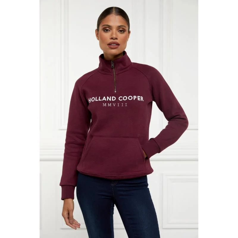 Holland Cooper Sporting Heritage Zip Henley Ladies Jumper - Merlot