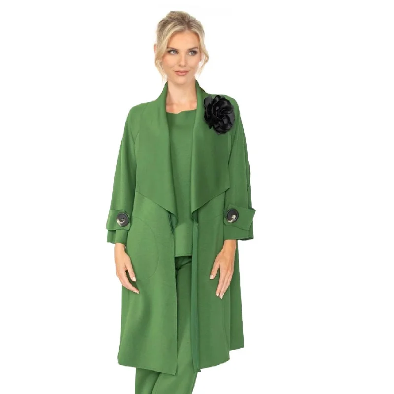 IC Collection Techno Knit Long Open Front Jacket in Hunter Green - 4585J-HNT Print Jacket Jacquard Jacket Patchwork Jacket IC Collection Techno Knit Long Open Front Jacket in Hunter Green - 4585J-HNT Print Jacket Jacquard Jacket Patchwork Jacket