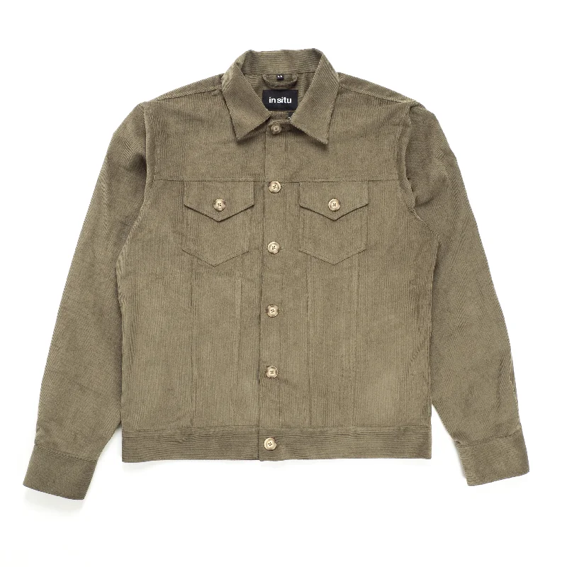 In Situ - Corduroy Jacket - Olive Tailored Jacket Straight Jacket A-Line Jacket