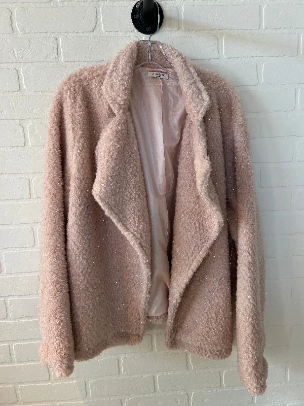 Jacket Fleece By Andree By Unit In Pink, Size: 1x A-Line Jacket Boat Neck Shawl Collar