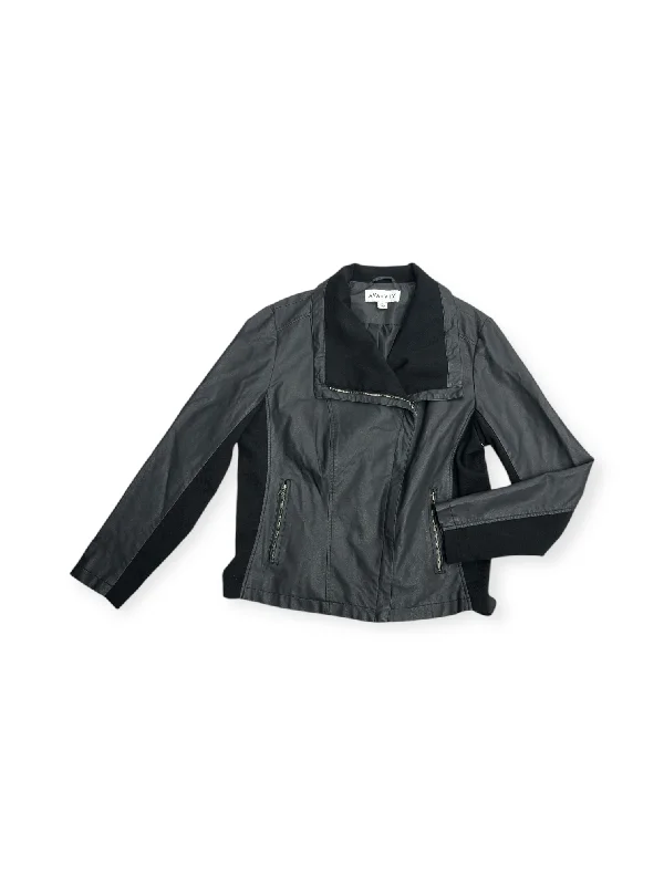 Jacket Leather By Ava & Viv In Black, Size: 1x Fleece Fabric Down Fabric Feather Fabric Jacket Leather By Ava & Viv In Black, Size: 1x Fleece Fabric Down Fabric Feather Fabric