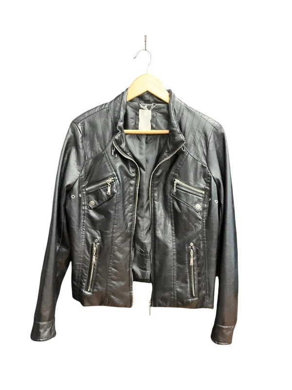 Jacket Moto Leather By Jou Jou In Black, Size: Xl Fleece Fabric Down Fabric Feather Fabric Jacket Moto Leather By Jou Jou In Black, Size: Xl Fleece Fabric Down Fabric Feather Fabric