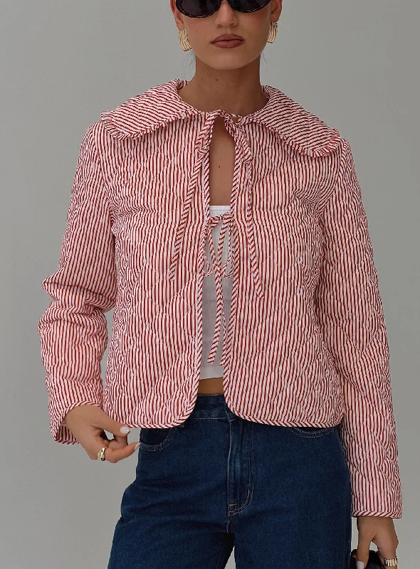 Jaskier Jacket Red / White Stripe Denim Jacket Leather Jacket Suede Jacket