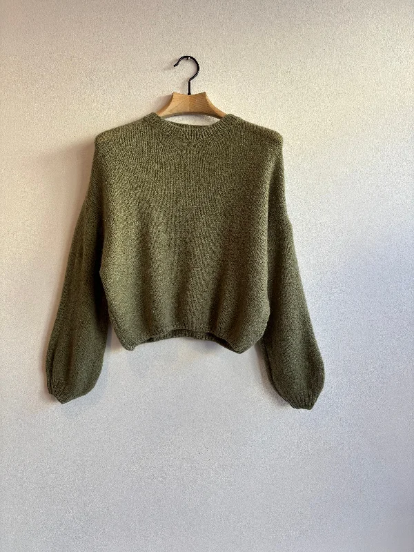 Khaki Mohair Balloon Sleeve Jumper