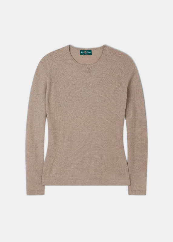 Zoe Ladies Cashmere Crew Neck Jumper In Linen