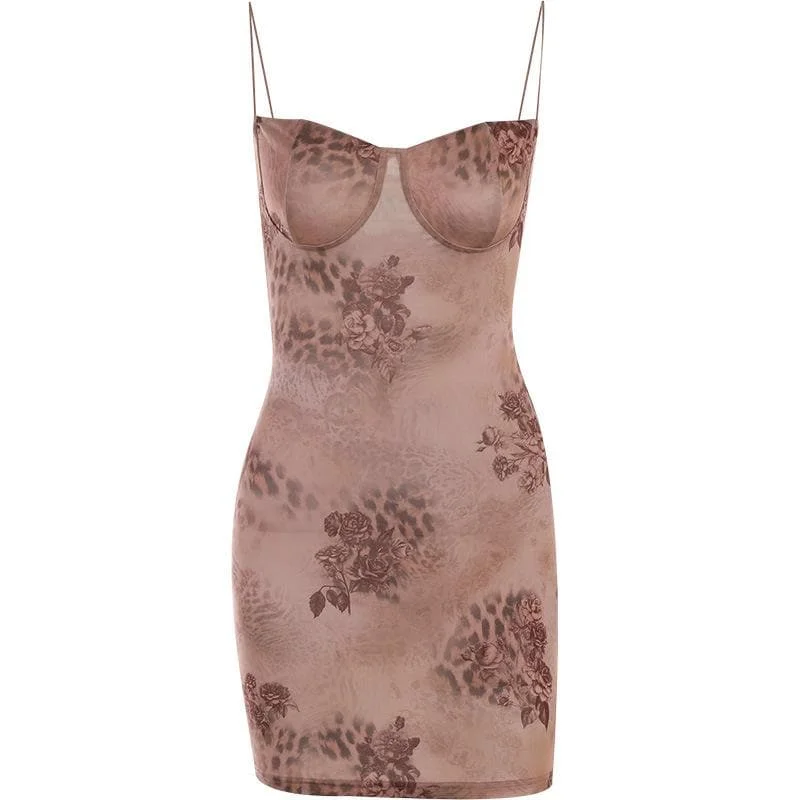Leopard print sweetheart neck backless cami mini dress Classic White Mini Dress