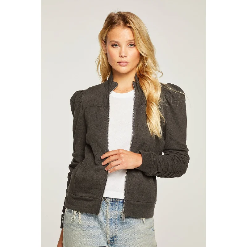 Linen French Terry Shirred Puff Sleeve Zip Up Jacket Lace Jacket Ribbed Jacket Sequined Jacket Linen French Terry Shirred Puff Sleeve Zip Up Jacket Lace Jacket Ribbed Jacket Sequined Jacket