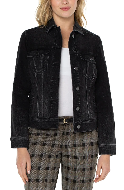 Liverpool Classic Jean Jacket (Thistle) Denim Fabric Leather Fabric Suede Fabric