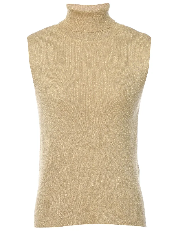 Lurex Thread Pattern Turtleneck Jumper - M