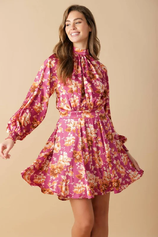 LUXE LEGACY WOVEN MINI DRESS Classic Floral Print Mini Dress