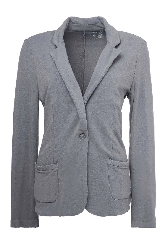 Jacket 004-fve046 Bleu-Grise Snapped Jacket Toggled Jacket Drawstring Jacket