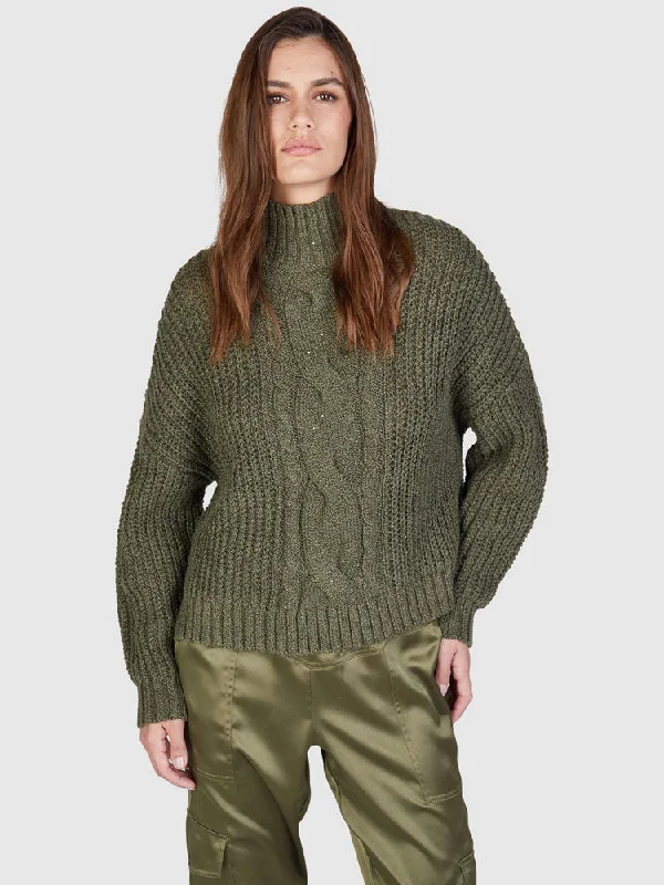 Marc Aurel Cable Knit Jumper with Sequins Khaki