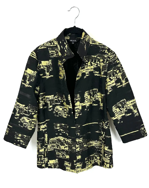 Black Lightweight Jacket- Size 2-4 Herringbone Jacket Checkered Jacket Solid Jacket