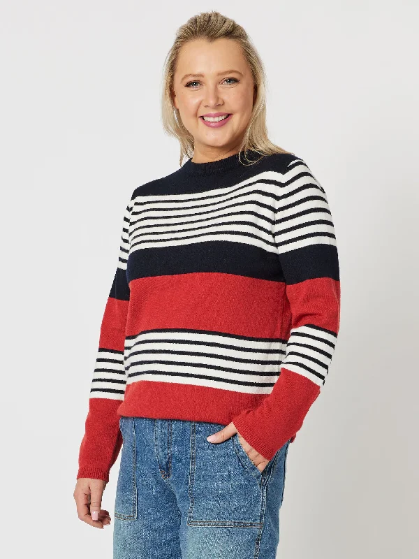 Molly Stripe Knit Jumper - Navy