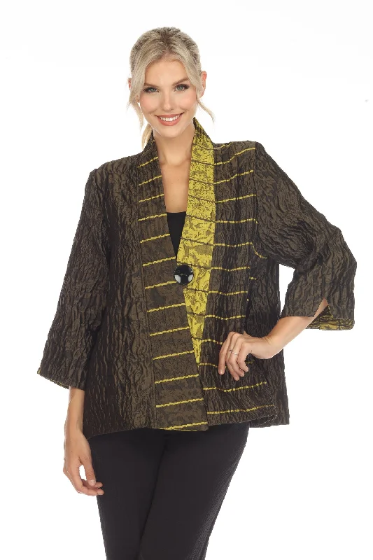 Moonlight Mixed-Stripe One-Button Jacket in Gold/Olive - 2969 Lace Jacket Ribbed Jacket Sequined Jacket Moonlight Mixed-Stripe One-Button Jacket in Gold/Olive - 2969 Lace Jacket Ribbed Jacket Sequined Jacket
