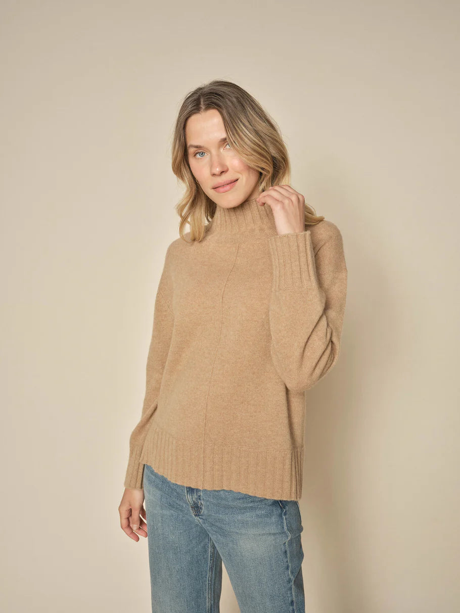 Mos Mosh Aima Cashmere Highneck Jumper-Tannin-165720