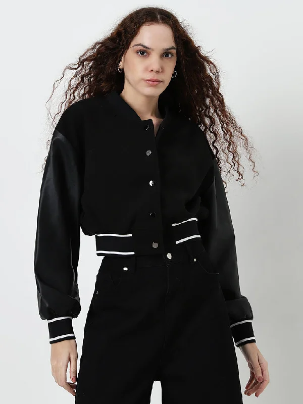 Nuon Black Faux-Leather Bomber Jacket Hooded Jacket Caped Jacket Shawl Collar Jacket Nuon Black Faux-Leather Bomber Jacket Hooded Jacket Caped Jacket Shawl Collar Jacket
