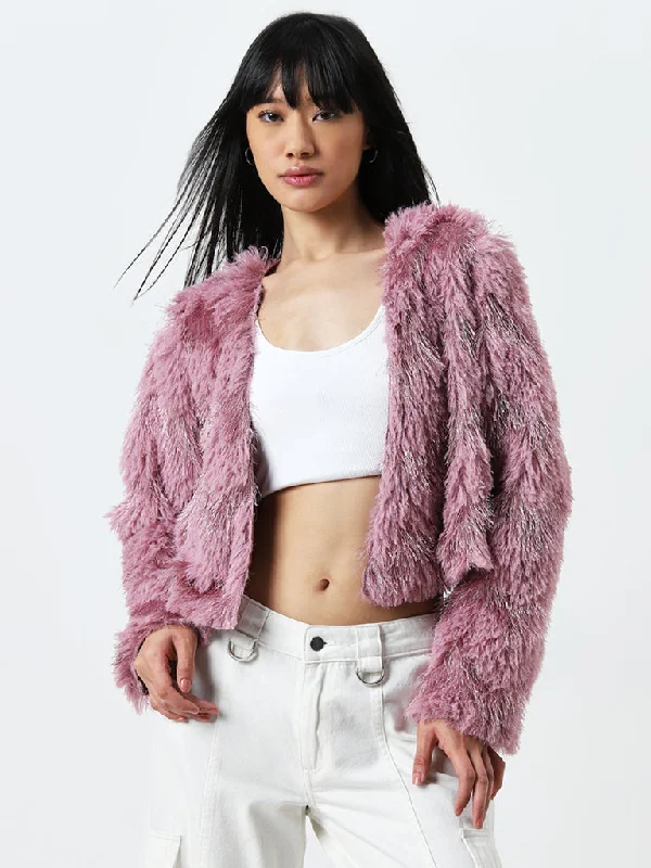 Nuon Pink Shimmer-Detailed Faux-Fur Jacket Toggled Jacket Drawstring Jacket Belted Jacket Nuon Pink Shimmer-Detailed Faux-Fur Jacket Toggled Jacket Drawstring Jacket Belted Jacket