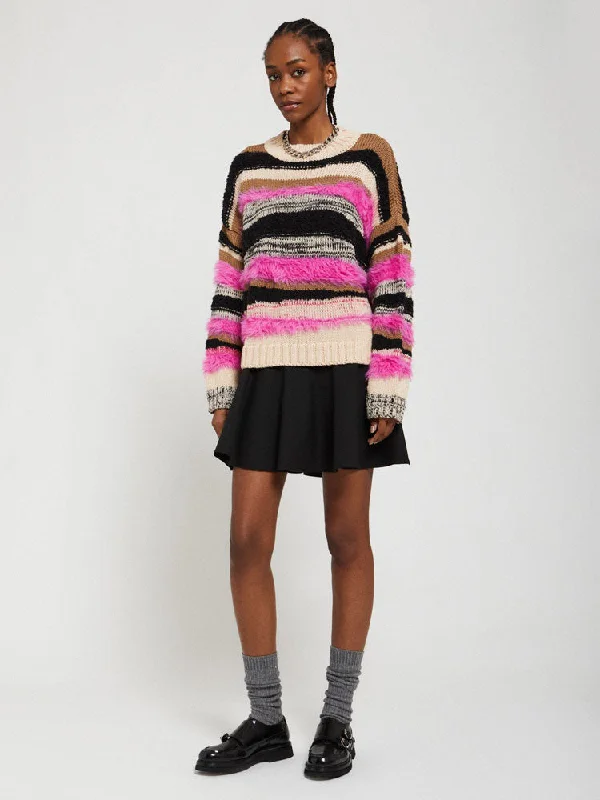 Ottod'Ame Fringed Striped Jumper Pink