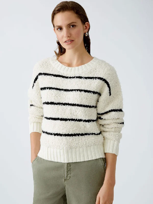 Oui Striped Jumper White & Black