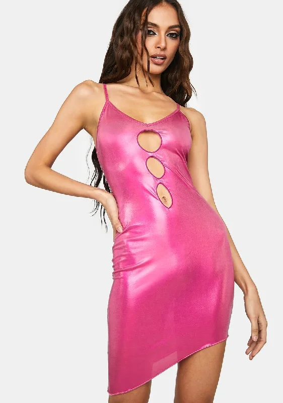 Pink Cutout Strappy Mini Dress Classic Solid Mini Dress