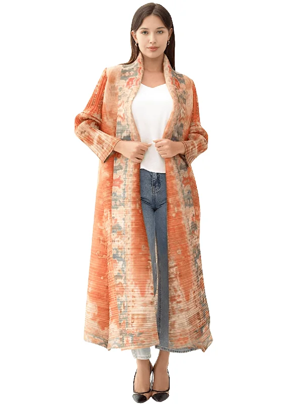 Pleated Vintage Long Jacket Women Printed Long Sleeve Designer New Dubai Style Plus Size Coats Toggled Jacket Drawstring Jacket Belted Jacket Pleated Vintage Long Jacket Women Printed Long Sleeve Designer New Dubai Style Plus Size Coats Toggled Jacket Drawstring Jacket Belted Jacket