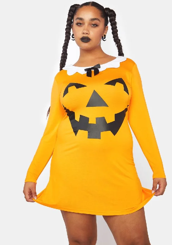 Plus Carve A Smile Pumpkin Mini Dress Classic Black Mini Dress