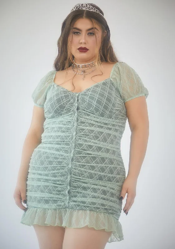 Plus Come N Get It Plaid Overlay Mini Dress Trendy Off-Shoulder Dress Mini