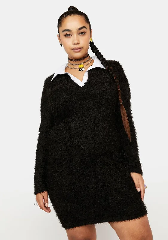 Plus Crow Suit Yourself Fuzzy Bodycon Mini Dress Trendy Camisole Mini Dress