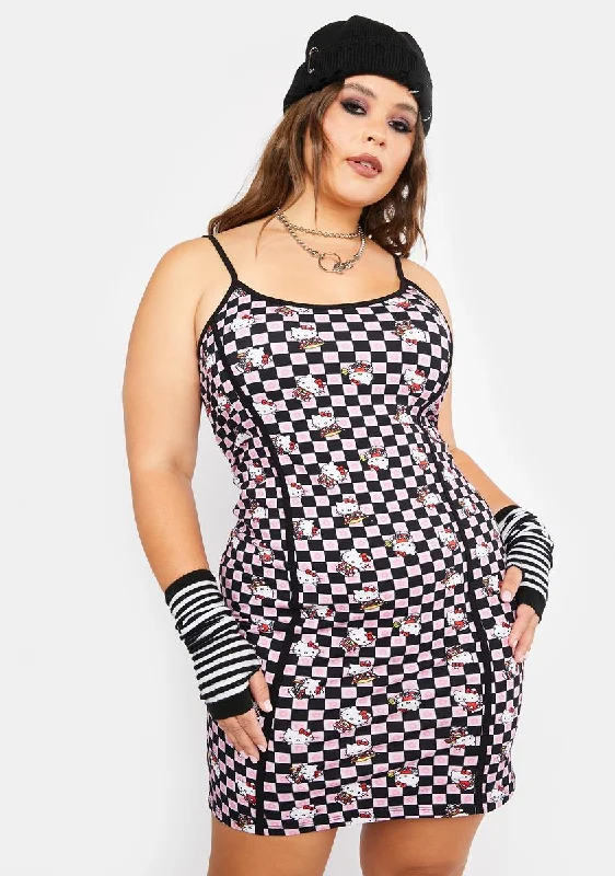 Plus Hello Kitty Checkered Mini Dress Classic Striped Mini Dress