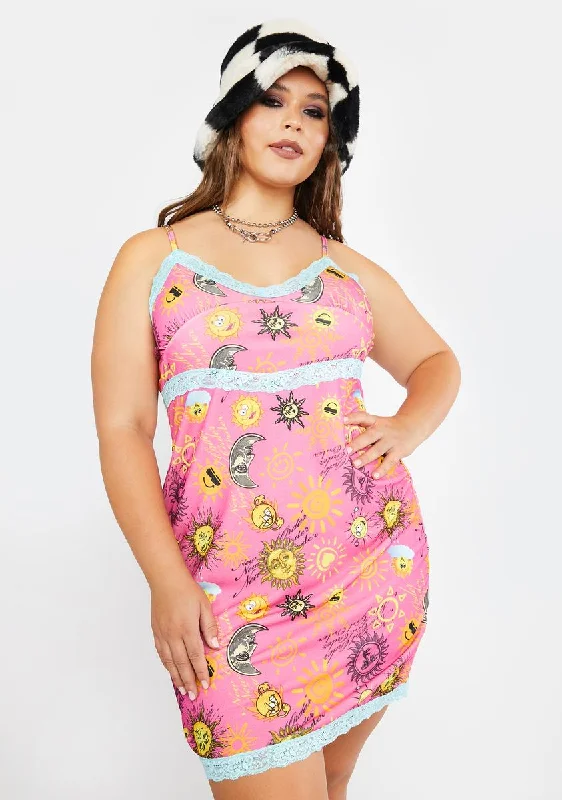 Plus Solstice Mini Dress Fashionable Lace-Trim Mini Dress