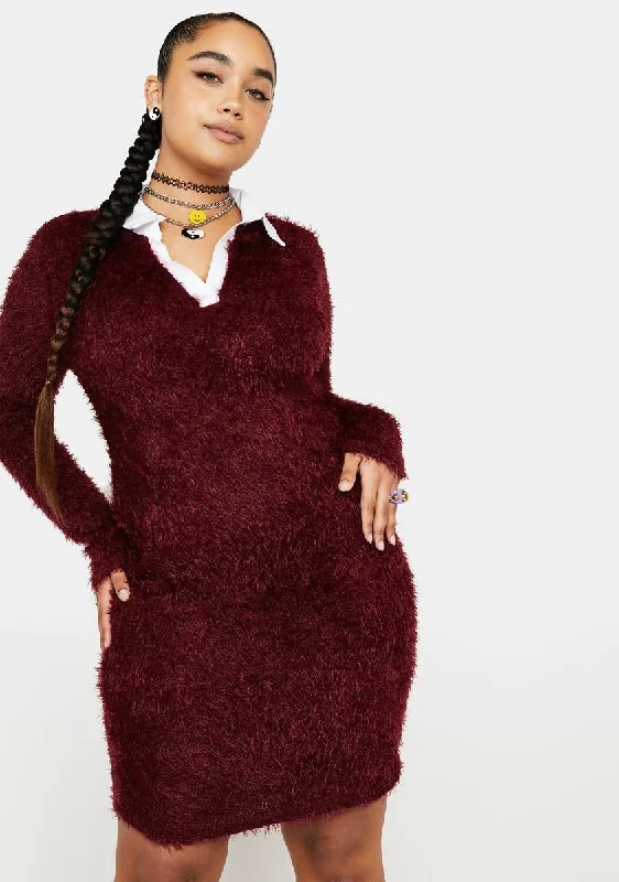 Plus Suit Yourself Fuzzy Bodycon Mini Dress Stylish Sweetheart Mini Dress