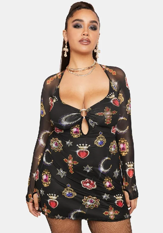 Plus You're A Gem Mini Dress Elegant Satin Lace Mini Dress
