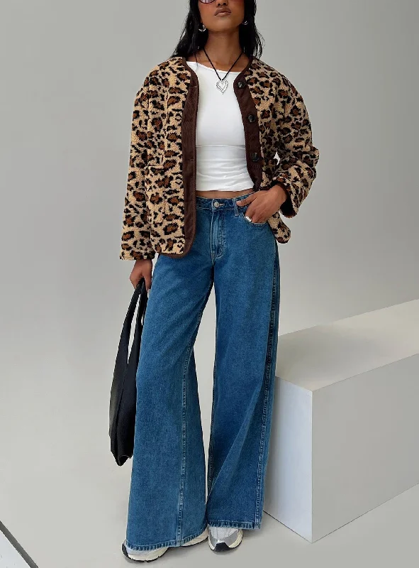 As It Was Jacket Leopard Fleece Fabric Down Fabric Feather Fabric