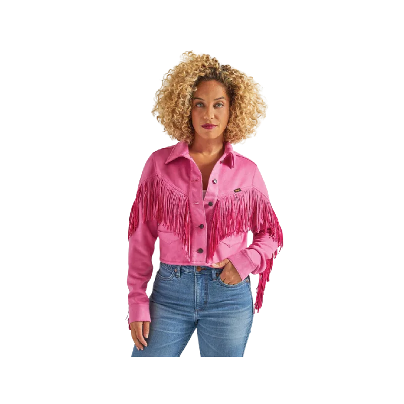 Wrangler Women's Retro Party Crop Fringe Pink Jacket V-Neck Jacket Boat Neck Jacket Square Neck Jacket Wrangler Women's Retro Party Crop Fringe Pink Jacket V-Neck Jacket Boat Neck Jacket Square Neck Jacket