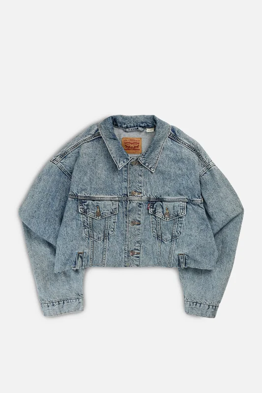 Rework Vintage Levi's Crop Denim Jacket - L Print Jacket Jacquard Jacket Embroidered Jacket Rework Vintage Levi's Crop Denim Jacket - L Print Jacket Jacquard Jacket Embroidered Jacket