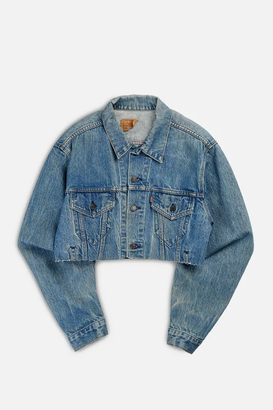 Rework Vintage Levi's USA Crop Denim Jacket - L Denim Jacket Leather Jacket Suede Jacket Rework Vintage Levi's USA Crop Denim Jacket - L Denim Jacket Leather Jacket Suede Jacket