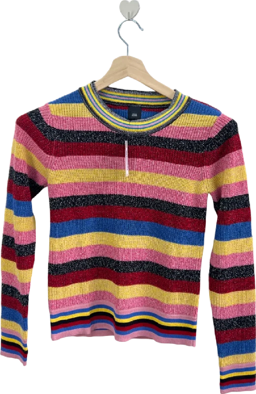 River Island Multi-Colour Striped RI Cocktail Loo Jumper UK 8