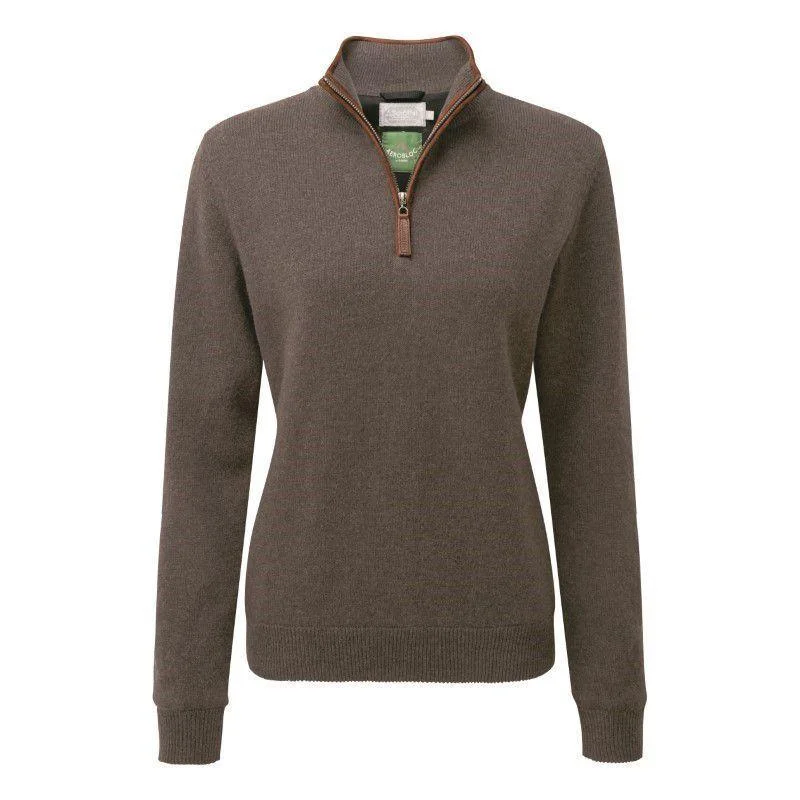 Schoffel Ladies Lambswool Aerobloc 1/4 Zip Neck Jumper - Mole