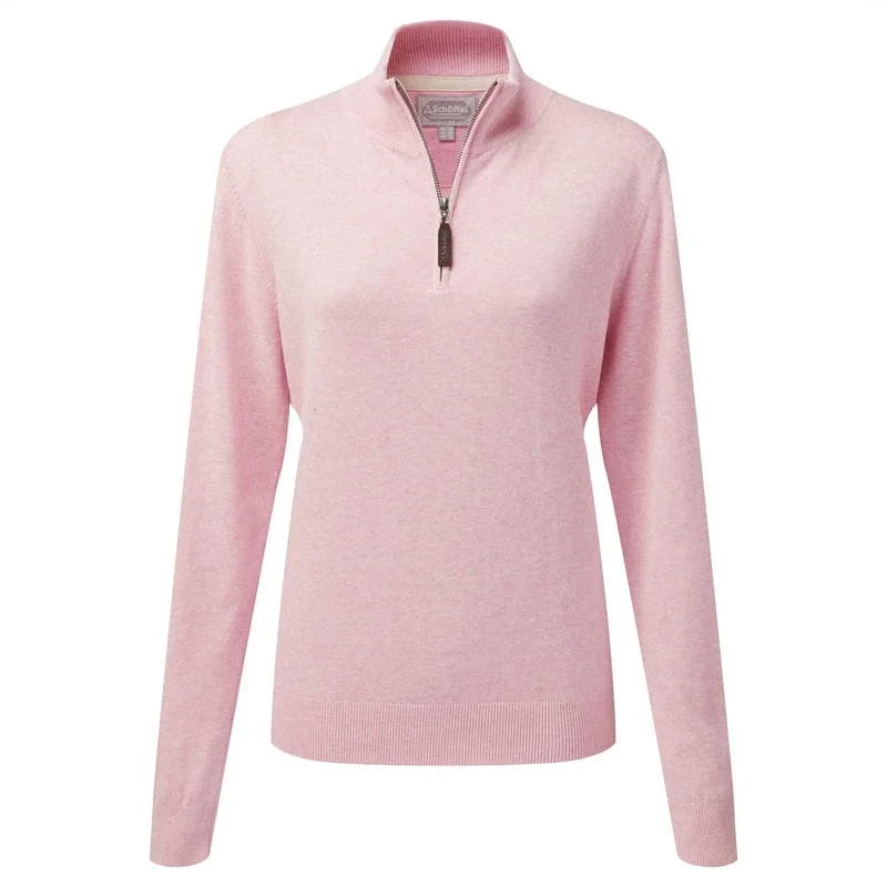 Schoffel Polperro Pima 1/4 Zip Ladies Jumper - Pink Marl