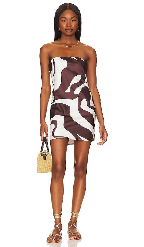 SNDYS Angel Mini Dress in Brown Fashionable Mini Dress with Frills