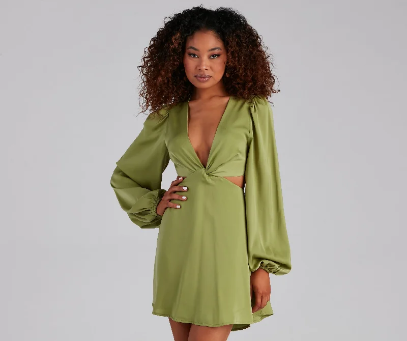 So Luxe Satin A-Line Cutout Mini Dress Classic Floral Mini Dress